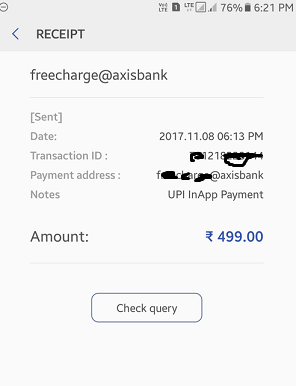 freecharge amount failed